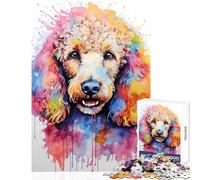 Puzzle de 1000 pièces Caniche Aquarelle aux Couleurs Vives Décoration Murale Jeu Familial avec Poster et fiche de Questions Assortis Dimensions 38x26cm