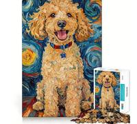 Puzzle de 1000 pièces Caniche dans la Nuit étoilée pour Adolescents, Jeu intellectuel, Moments en Famille, découpe de qualité, Cadeau Unique (38x26cm)