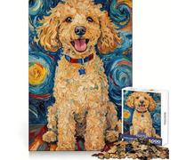 Puzzle de 1000 pièces Caniche dans la Nuit étoilée pour Adolescents, Jeu intellectuel, Moments en Famille, découpe de qualité, Cadeau Unique (38x26cm)