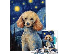 Puzzle de 1000 pièces Caniche Nuit étoilée activités ludiques à la Maison décoration Jeu éducatif Convient aux Personnes de 14 Ans et Plus (38x26cm)