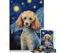 Puzzle de 1000 pièces Caniche Nuit étoilée pour Adolescents améliore la mémoire, détend l’Esprit, Cadeau créatif aux Bords Nets (38x26cm)