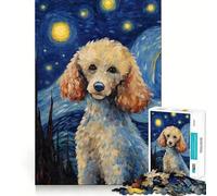 Puzzle de 1000 pièces Caniche Nuit étoilée pour Adolescents améliore la mémoire, détend l’Esprit, Cadeau créatif aux Bords Nets (38x26cm)