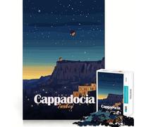 Puzzle de 1000 pièces Cappadoce Turquie Montgolfières Nuit Bords Lisses Jeu de Concentration Amusant Temps de Jeu Confortable Cadeau d'anniversaire (38x52cm)