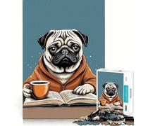 Puzzle de 1000 pièces Carlin Buvant du café et lisant Un Livre pour Adultes, pour Les Amateurs de Jeux de réflexion et de Loisirs (38x52cm)
