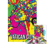 Puzzle de 1000 pièces Carte de la Cité du Vatican Art Pop Jouet addictif pour cultiver la Patience Jeu éducatif pour Toute la Famille Idée Cadeau Amusante (Taille 38x26cm)