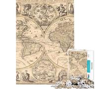Puzzle de 1000 pièces Carte du Monde Ancien Jeu éducatif pour Adolescents Niveau de difficulté élevé Chaque pièce est Unique Jouet (38x26cm)
