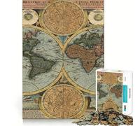 Puzzle de 1000 pièces Carte du Monde Ancien pour Adultes Jeu Intelligent et Amusant à Assembler Ensemble Cadeau saisonnier (50x75cm)