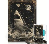 Puzzle de 1000 pièces Cartes de Tarot du Requin Blanc pour Adolescents,Jeu de mémoire Amusant,Surface Lisse sans bavures,Cadeau d'anniversaire,Casse-tête (50x75cm)