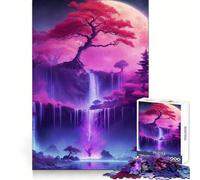 Puzzle de 1000 pièces Cascade, Arbre, Bonsaï néon pour Adolescents, Exercice cognitif, détente, Cadeau d'hiver idéal (38x52cm)