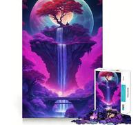 Puzzle de 1000 pièces Cascade,Arbre,Bonsaï néon pour Adolescents Un Jeu Amusant et Stimulant,sans espaces,idéal pour Une activité familiale Amusante en soirée (38x52cm)