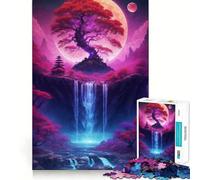 Puzzle de 1000 pièces Cascade,Arbre et bonsaï néon,Jeu cognitif Amusant,découpe de Haute précision,Cadeau Unique pour soulager Le Stress (50x75cm)