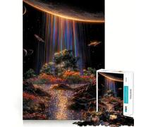 Puzzle de 1000 pièces Cascade Arc-en-Ciel dans l'espace pour Adultes, Jeu de logique Anti-Stress, découpe de précision, pour Les fêtes (38x52cm)