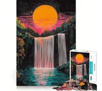 Puzzle de 1000 pièces Cascade au Coucher du Soleil avec Crayons à gratter pour Adolescents, idéal pour stimuler la mémoire, à la Maison et comme Cadeau Parfait 50x75cm