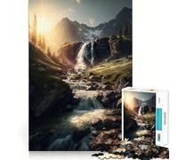 Puzzle de 1000 pièces Cascade au Coucher du Soleil pour Adolescents stimule l’Esprit,Assemblage Parfait,Loisirs captivants pour des Moments de détente à la Maison (38x52cm)