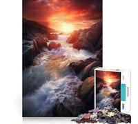Puzzle de 1000 pièces Cascade au Coucher du Soleil pour Adolescents Un Jeu de réflexion Stimulant et apaisant, Un 50x75cm