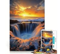 Puzzle de 1000 pièces Cascade au Coucher du Soleil sur la Plage pour Adolescents, améliorant la mémorisation, Jeu Calme et Amusant, Bords précis, Cadeau Artistique 50x75cm