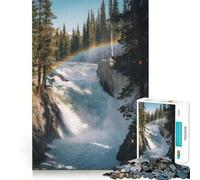 Puzzle de 1000 pièces Cascade avec Arc-en-Ciel dans Une forêt pour Adolescents,Assemblage sécurisé et Solide,idéal pour renforcer Les Liens familiaux (38x52cm)