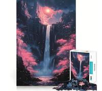 Puzzle de 1000 pièces Cascade dans Une forêt de rêve avec cerisiers en Fleurs,idéal pour Adultes et Stimulant l'esprit Taille Uniforme,pièces précises,Format Voyage, pour Les Jeux