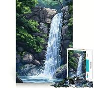 Puzzle de 1000 pièces Cascade dans Une forêt luxuriante pour Adolescents,idéal pour développer l'intelligence,Jeu Stimulant,pièces de Taille Uniforme et précises,activité Amusante en Famille Le Soir