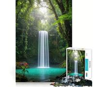 Puzzle de 1000 pièces Cascade dans Une forêt luxuriante pour Adultes Jeu de mémoire,Assemblage précis,sans espaces,activité apaisante pour la détente mentale (50x75cm)