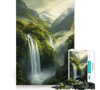 Puzzle de 1000 pièces Cascade dans Une vallée luxuriante pour Adultes Entraînement cérébral Amusant Pièces nettes et sans bavures Activité de Groupe réconfortante (50x75cm)