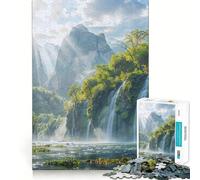 Puzzle de 1000 pièces Cascade dans Une vallée luxuriante Un Jeu d'adresse et de réflexion,des pièces Bien assemblées et Stables,Un Passe-Temps agréable pour Les Longs Week-Ends (38x52cm)