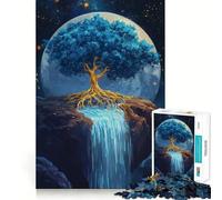 Puzzle de 1000 pièces Cascade d'arbres dorés Bleu Vif »,découpé au Laser pour Un Assemblage Parfait,idéal pour se détendre et Partager Un Moment Convivial en Famille (38x26cm)