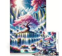 Puzzle de 1000 pièces Cascade de cerisiers en Fleurs pour Adolescents stratégie,réflexion Facile,détente,Assemblage précis,Cadeau Festif (38x26cm)
