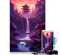 Puzzle de 1000 pièces Cascade de néon au Coucher du Soleil pour Adolescents idéal pour stimuler l'esprit Partager Un Moment Convivial et créer des Liens Découpe de précision pièce de Collection
