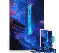 Puzzle de 1000 pièces Cascade de Sakura Néon pour Adultes renforcez Votre mémoire, détendez-Vous et offrez-Vous Un Cadeau d'anniversaire de qualité (38x26cm)