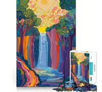Puzzle de 1000 pièces Cascade en forêt au Lever du Soleil pour Adultes, Jeu de logique mentale, Anti-Tension, découpe Ferme, 38x52cm