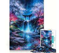 Puzzle de 1000 pièces Cascade Mystique et Porte Torii pour Adolescents, idéal pour renforcer la mémoire, soulager la Tension et créer Une Surprise de Noël aux Bords Lisses (38x52cm)