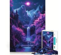 Puzzle de 1000 pièces Cascade Nocturne dans Un Paysage Fantastique pour Adolescents, Stimulant la mémoire, Jeu apaisant, Bords Nets, Cadeau de qualité supérieure (38x26cm)
