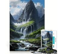 Puzzle de 1000 pièces Cascade pour Adolescents Jeu de mémoire,Verrouillage sécurisé,Aucune pièce ne se détache,idéal pour Les Voyages, pour Les Cerveaux (38x26cm)