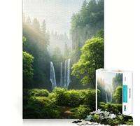 Puzzle de 1000 pièces Cascade sereine dans Une forêt luxuriante pour Adolescents, Jeu de logique, Jeu de Groupe, découpe de précision, Cadeau attentionné (38x26cm)