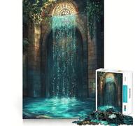 Puzzle de 1000 pièces Cascade sous Une Arche de Pierre pour Adultes,Jeu de mémoire et de réflexion,découpe Laser pour Un Assemblage Parfait,Cadeau Unique pour soulager Le Stress (38x26cm)