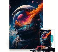 Puzzle de 1000 pièces Casque d'astronaute Paysage et Espace reflétants Découpe précise Jeu Stimulant pour Le Cerveau Loisirs Amusants Décoration de Noël Cadeau (38x52cm)