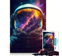 Puzzle de 1000 pièces Casque d'astronaute Voie lactée Jeu de logique et de précision Cadeau d'anniversaire Amusant (50x75cm)