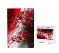 Puzzle de 1000 pièces - Casse-tête abstrait rouge, noir, blanc pour adultes, puzzle stimulant en bois à image personnalisée, 75 x 50 cm