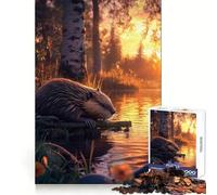 Puzzle de 1000 pièces Castor au Coucher du Soleil pour Adolescents stimule la logique, apaise l’Esprit, ludique et sécurisé, idéal comme Cadeau (38x26cm)