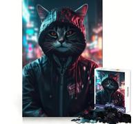 Puzzle de 1000 pièces Cat Cyberwave Night pour Adolescents, idéal pour se détendre et s'évader Un Cadeau Original et significatif (38x26cm)