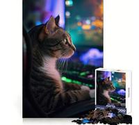 Puzzle de 1000 pièces Cat Gaming Lazy Jigsaw Puzzle pour Adultes, idéal pour développer la réflexion, Passer Un agréable Moment de détente, Finitions soignées, Cadeau de Noël Chic (38x52cm)