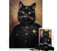Puzzle de 1000 pièces Cat Police pour Adolescents Recall Power Serene Escape Precise Edges Cadeau d'anniversaire (38x26cm)