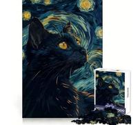 Puzzle de 1000 pièces Cat Vangogh pour Adolescents,Casse-tête Stimulant,Moment de détente,Cadeau créatif et Solide (38x26cm)