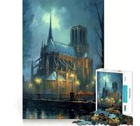 Puzzle de 1000 pièces Cathédrale de Chartres Paris,Ajustement Parfait,Art,entraînement Mental,Divertissement,Temps de Repos,Jeu,Cadeau de Noël apaisant (50x75cm)