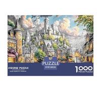 Puzzle de 1000 pièces « Cathédrale Gothique » - Décoration Murale et Cadeau - Paysage Monochrome à flanc de Colline - Papier recyclé - 38 x 26 cm - 1000 pièces