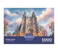 Puzzle de 1000 pièces Cathédrale Gothique Ornée pour Adultes, scène de Conte de fées, Jeu éducatif et Stimulant, Cadeau pour garçons et Filles, 52x38cm