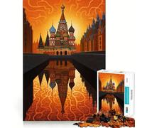 Puzzle de 1000 pièces Cathédrale Saint-Basile de Moscou pour Adultes, Jeu Intelligent et Amusant à réaliser en intérieur, découpe Lisse, thème Père Noël et Ses vœux 38x26cm
