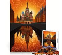 Puzzle de 1000 pièces Cathédrale Saint-Basile de Moscou pour Adultes, Jeu Intelligent et Amusant à réaliser en intérieur, découpe Lisse, thème Père Noël et Ses vœux 38x26cm