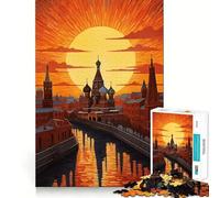 Puzzle de 1000 pièces Cathédrale Saint-Basile pour Adolescents, Jeu de logique mentale, Silencieux et précis, Motif Vœux du Père Noël (38x52cm)